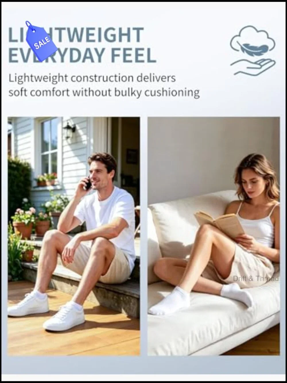 Cotton Ankle Socks 5-Pack Non Slip Low Cut Men Women Athletic